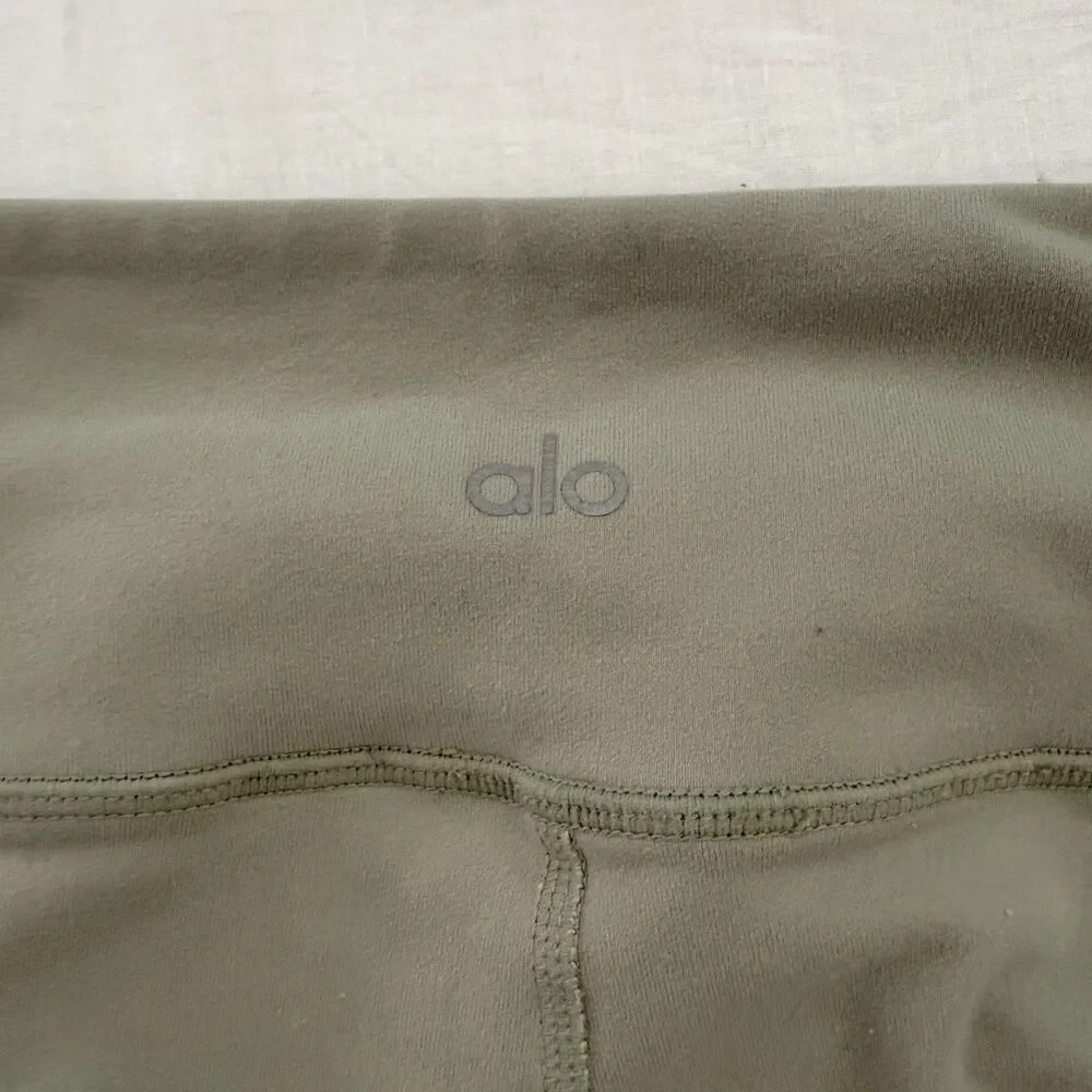 Alo Yoga Airbrush Mesh Panel Leggings Sage Green M High Rise Yoga Activewear
